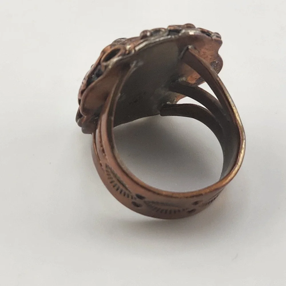Vintage Running Bear Sterling‎ Silver Copper Turquoise Bear Ring Size 9.5